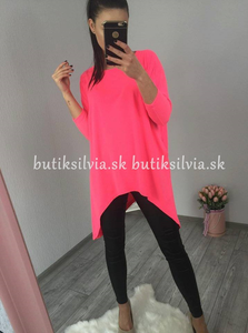 ASYMETRICKÁ TUNIKA OVERSIZE - RUŽOVÝ NEÓN