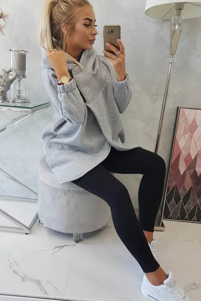 MIKINA S KRÁTKYM ZIPSOM - ŠEDÁ