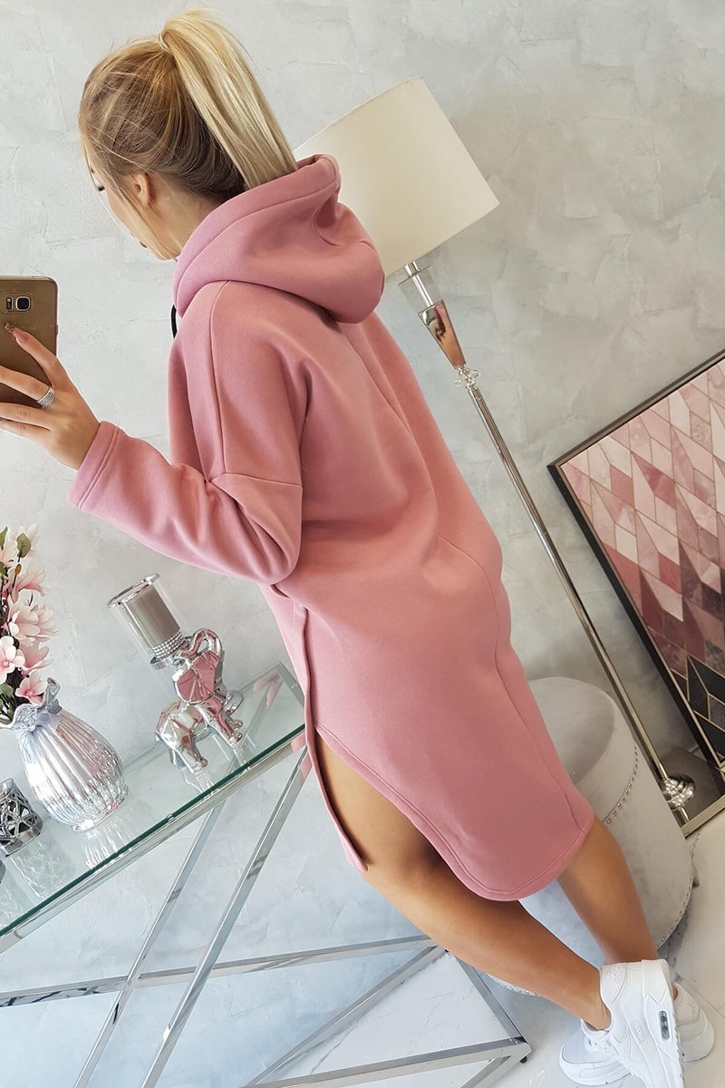 ŠATY S KAPUCŇOU  -  TMAVO RUŽOVÁ