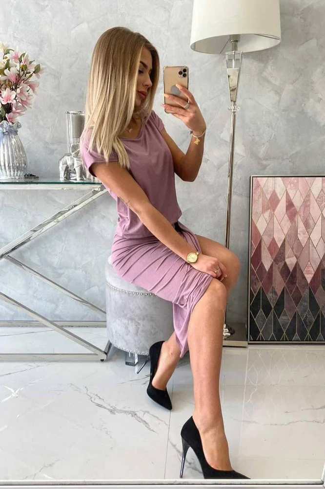 ASYMETRICKÉ ŠATY TMAVORUŽOVÉ