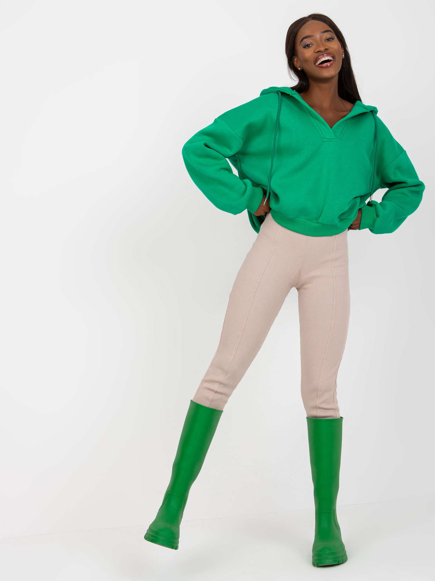 Mikina s V výstrihom - zelená