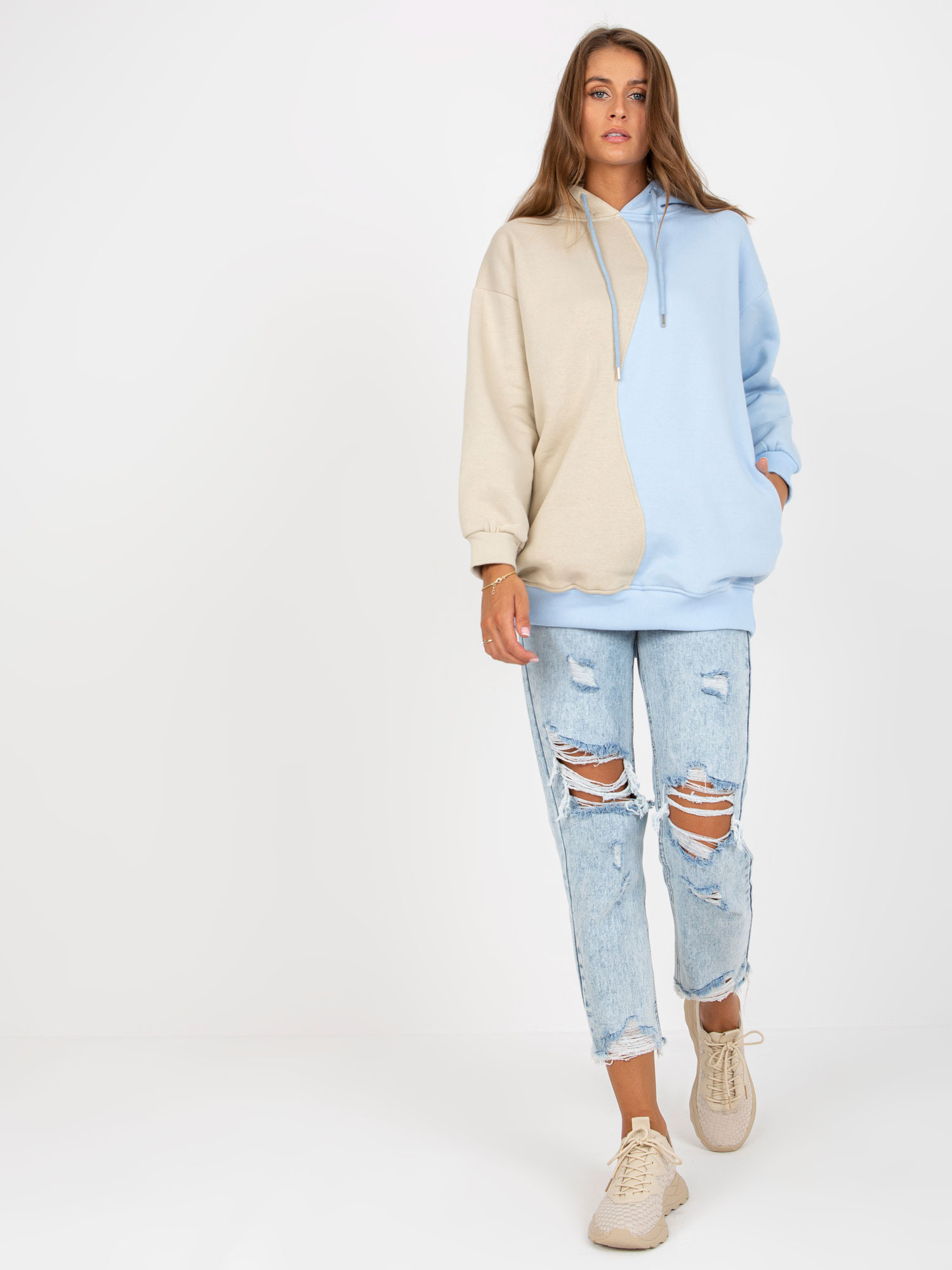 Mikina s kapucňou - svetlo modrá