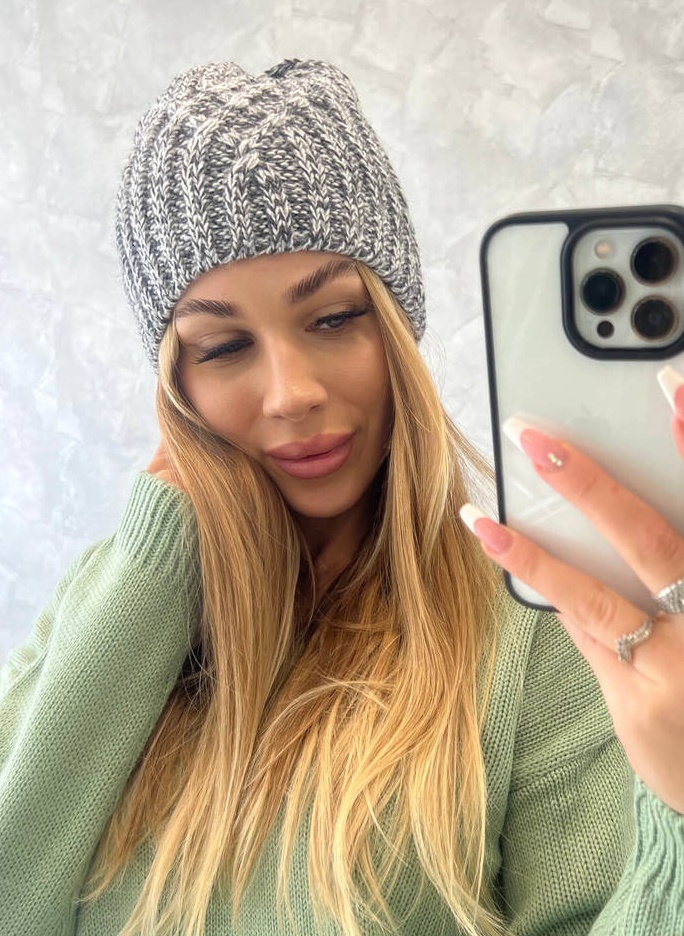 DÁMSKA ČAPICA - šedá+grafit