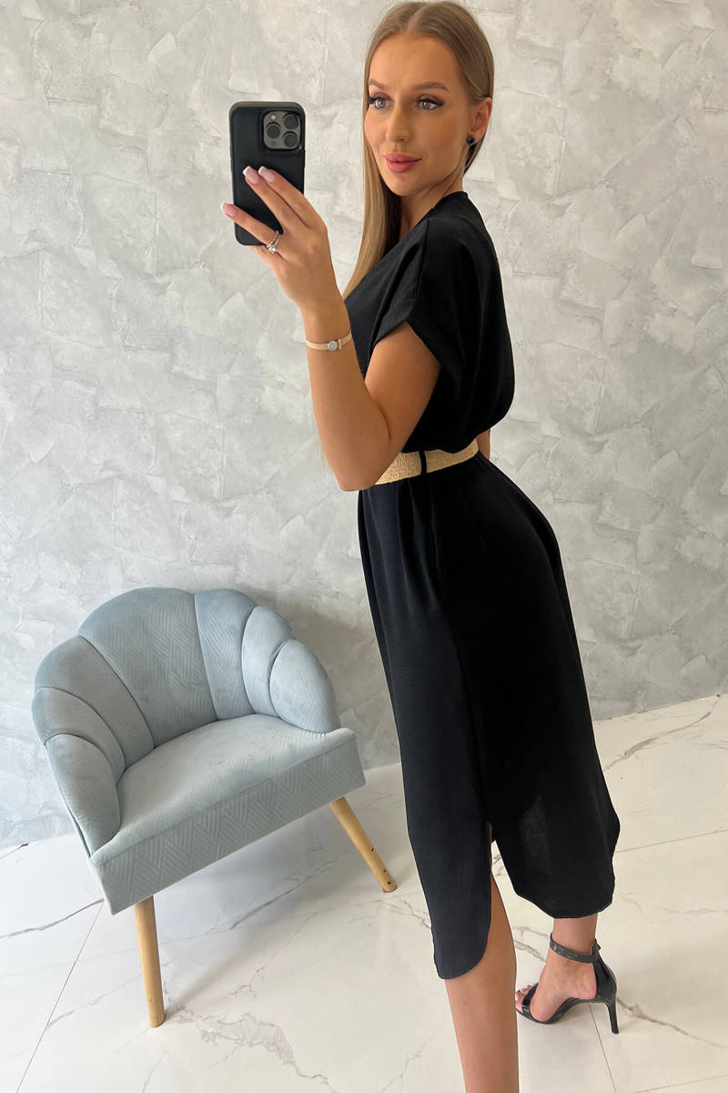 Šaty s opaskom - čierna