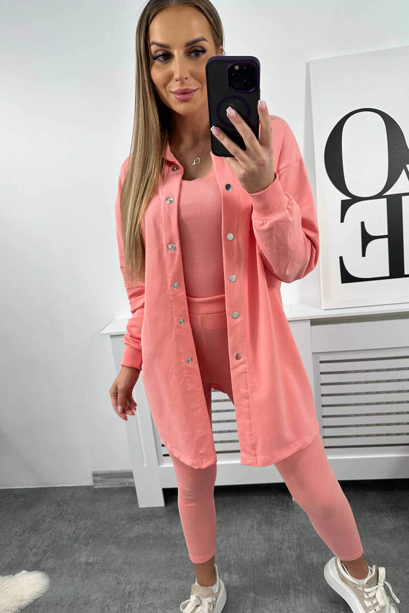 3-dielny set mikina + top + legíny - marhuľa