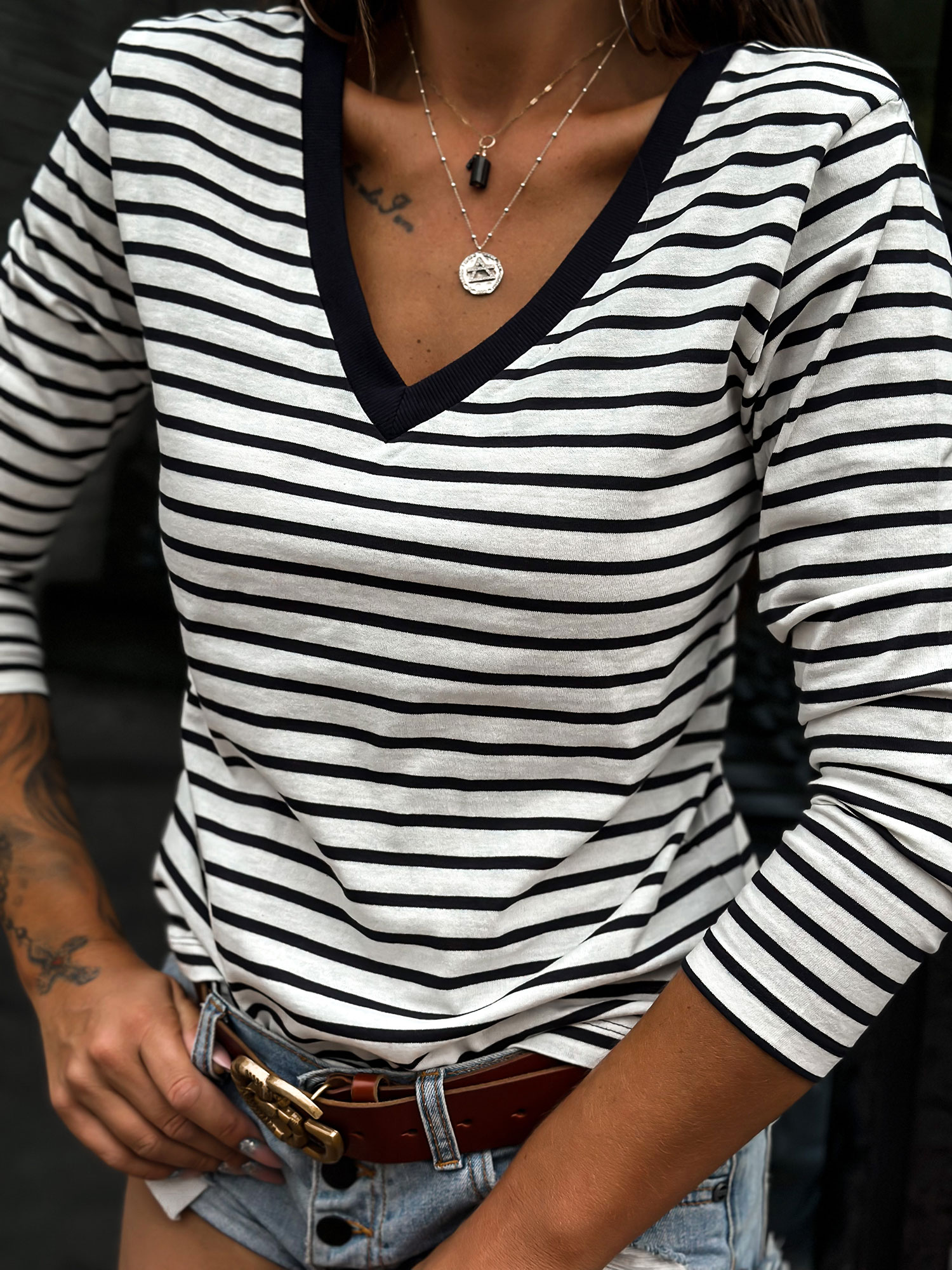 Tričko pruh - modrá