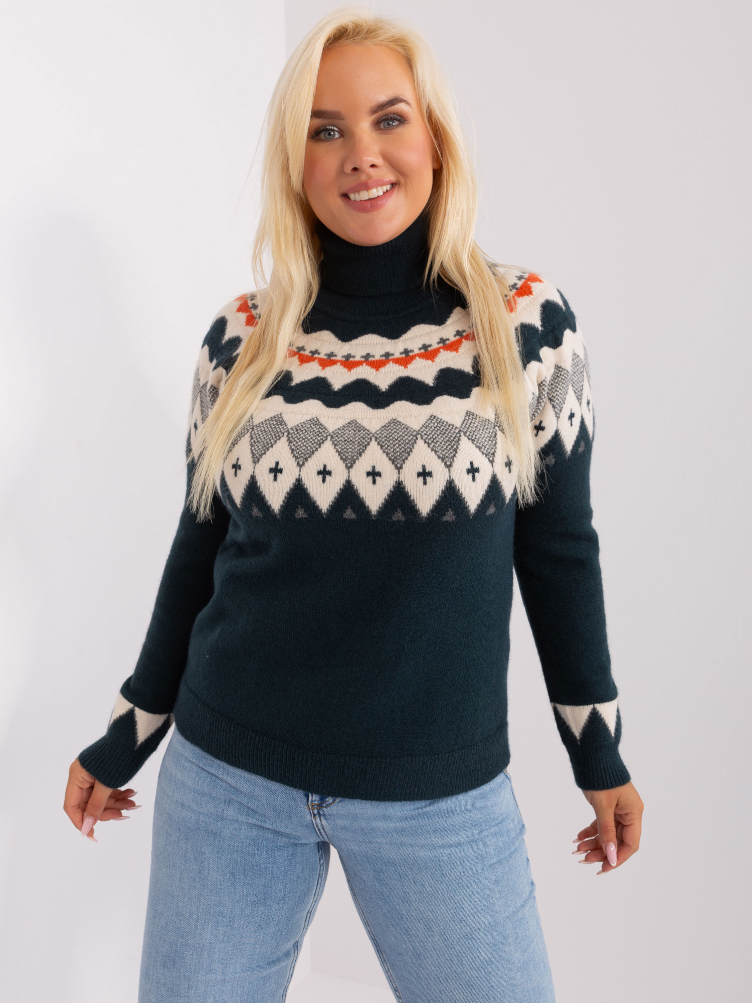 Pulóver so vzorom  - tmavá zelená