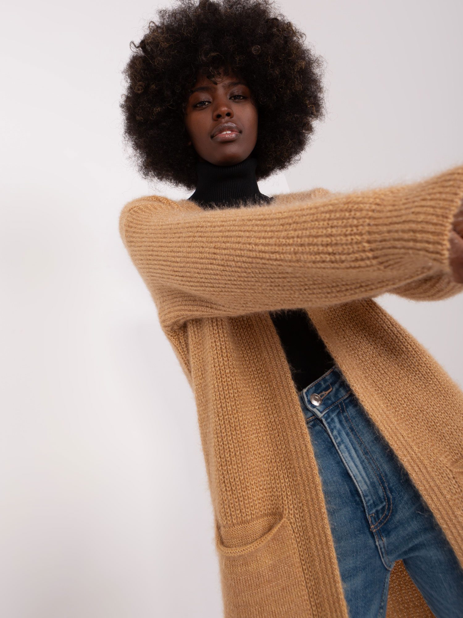 Kardigan s vreckami - camel