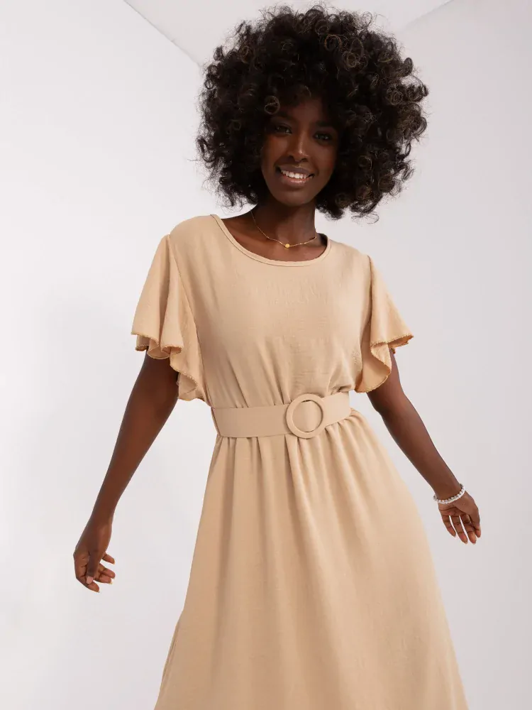 Šaty s opaskom - béžová