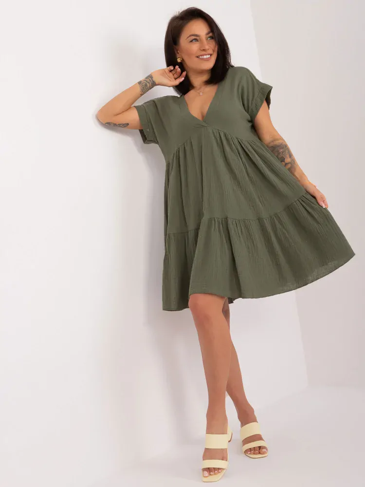 Šaty s volánikmi - khaki