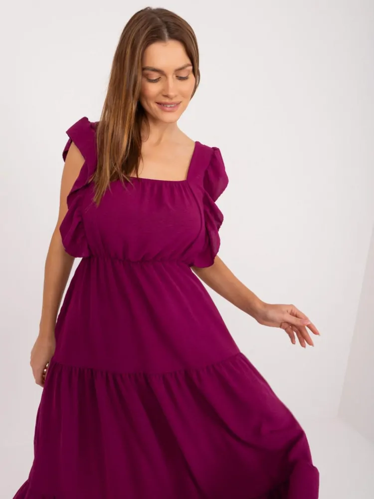 Šaty s volánmi - tmavá fialová