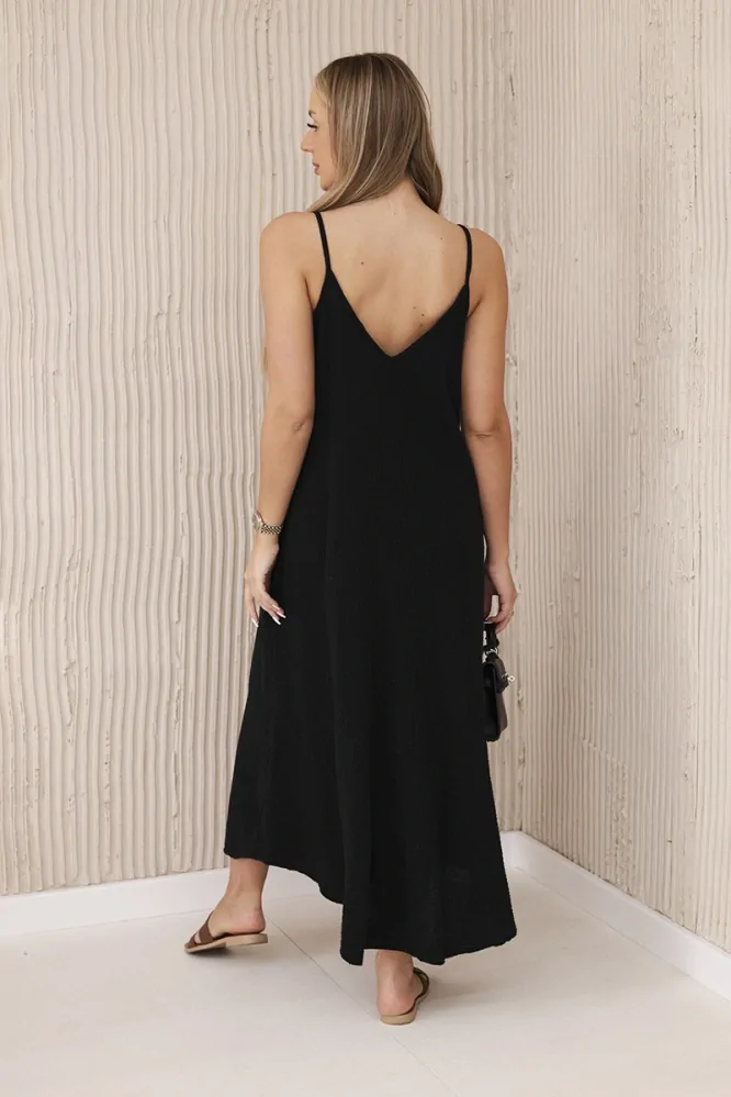 Šaty na ramienka - čierna