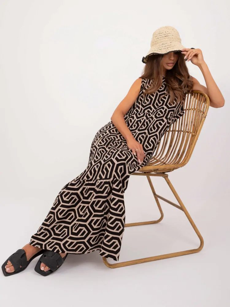 Maxi šaty - čierna - béžová