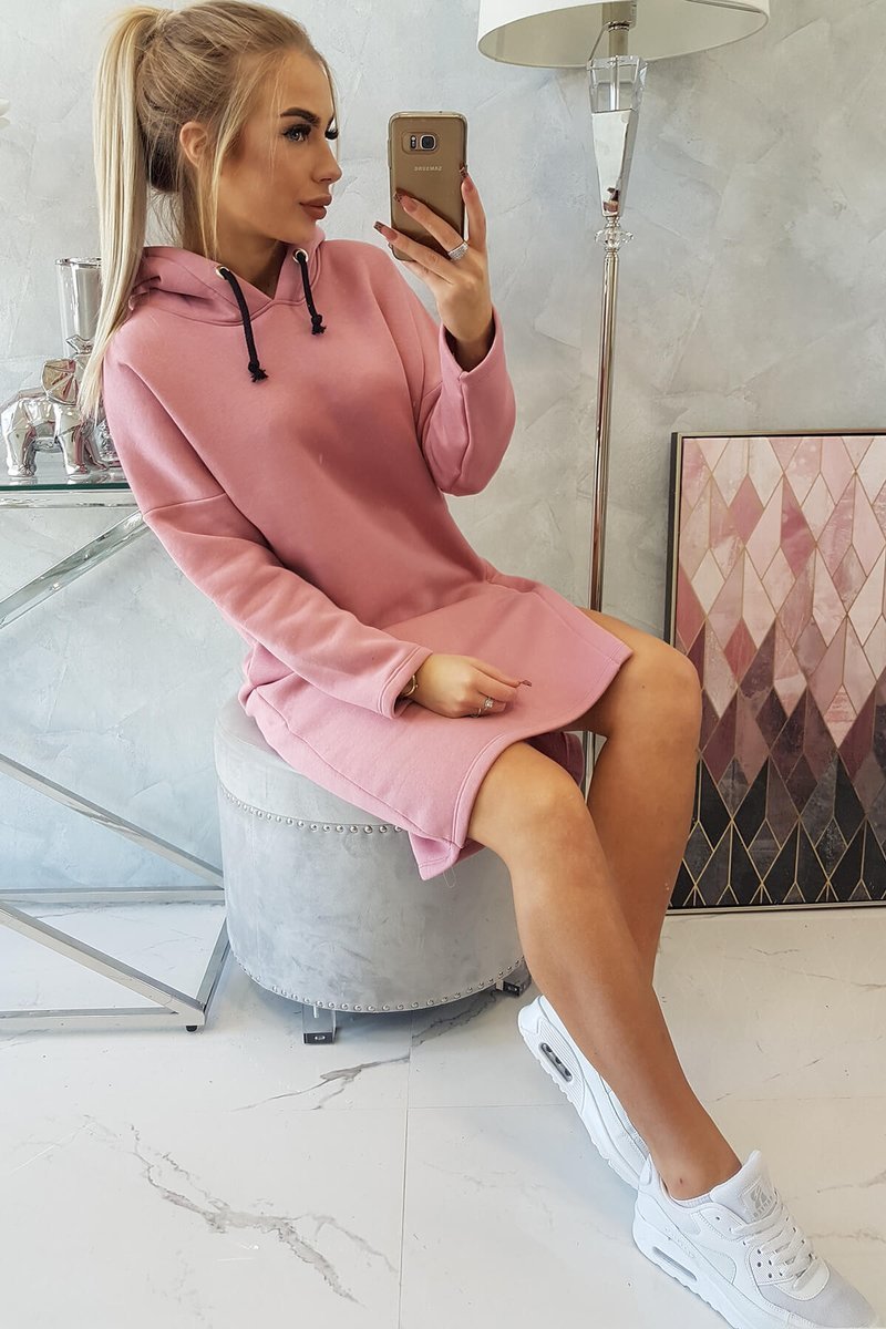 ŠATY S KAPUCŇOU  -  TMAVO RUŽOVÁ