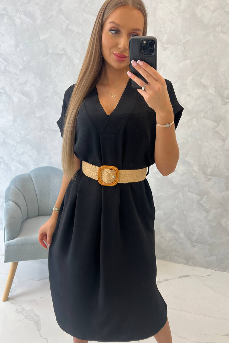 Šaty s opaskom - čierna