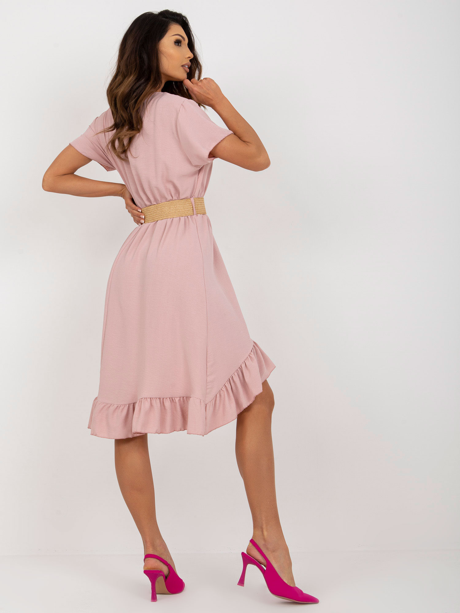 Šaty s volánom - svetlá ružová