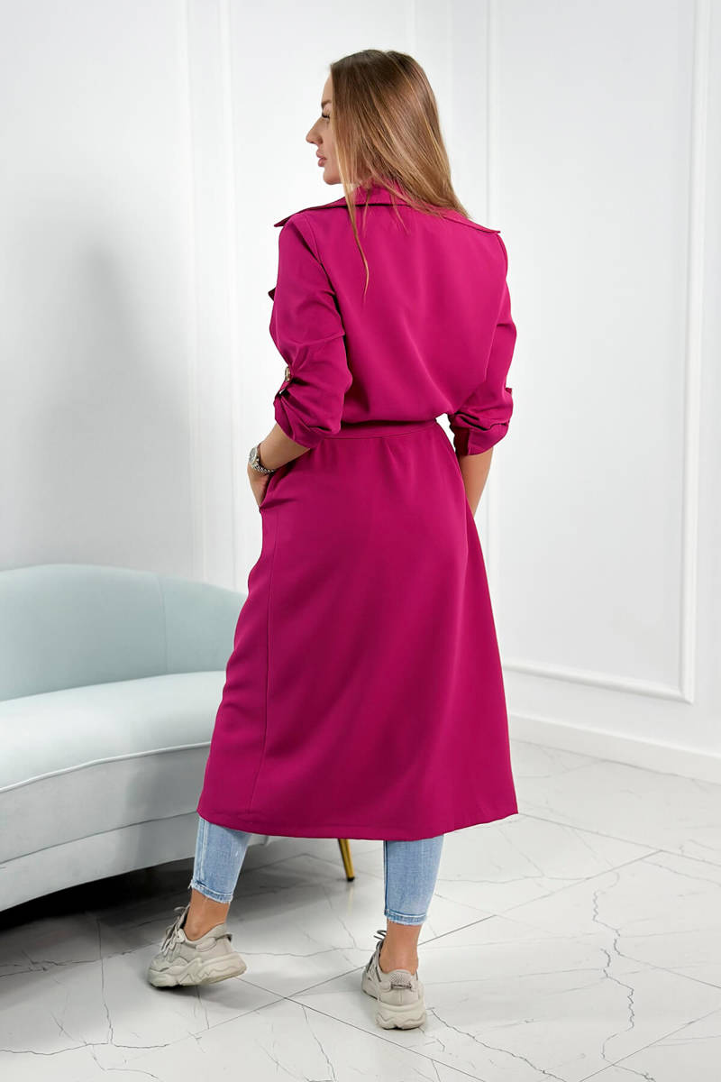 Kabát s opaskom - tmavá fialová