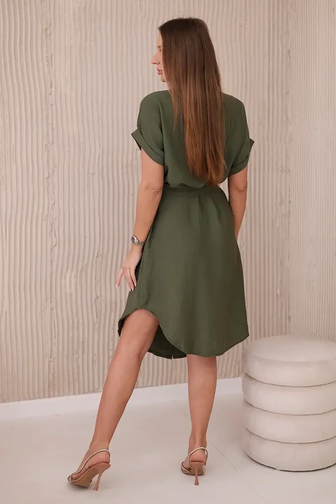 Šaty so zapínaním - khaki