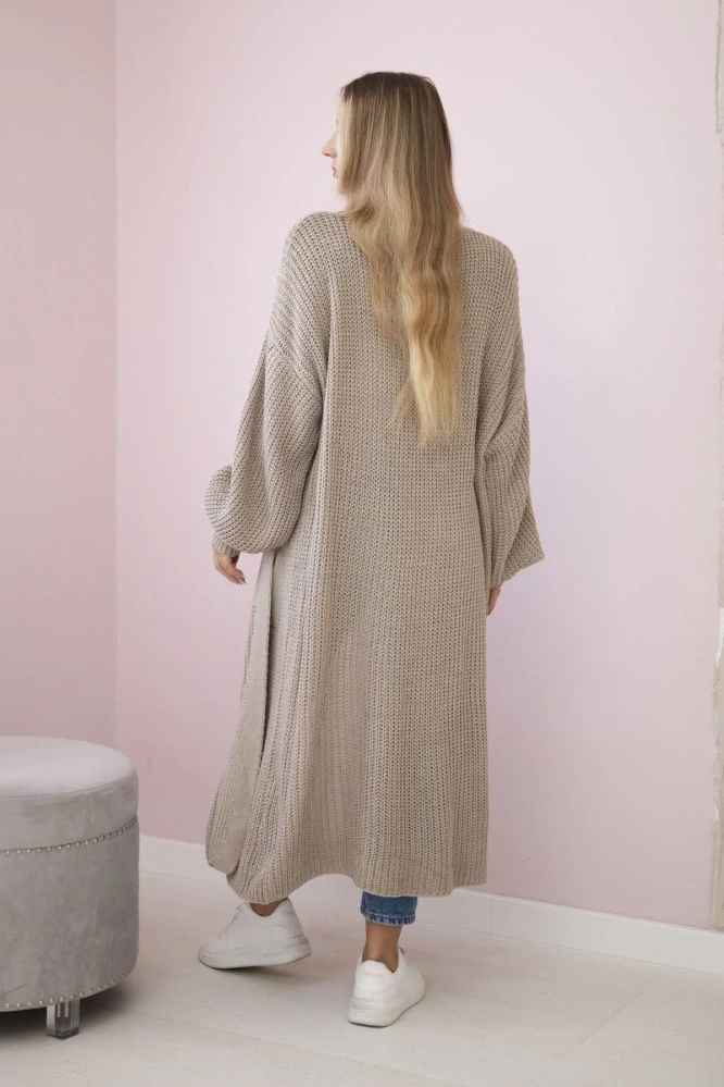 Kardigan s vreckami - tmavá béžová