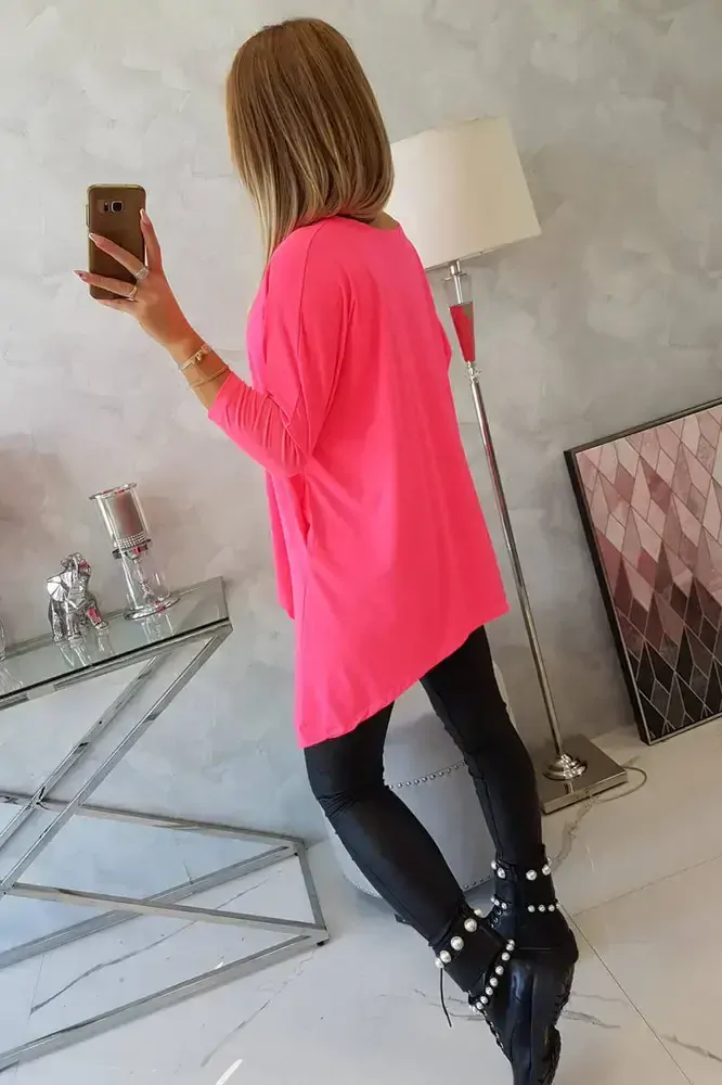 ASYMETRICKÁ TUNIKA OVERSIZE - RUŽOVÝ NEÓN
