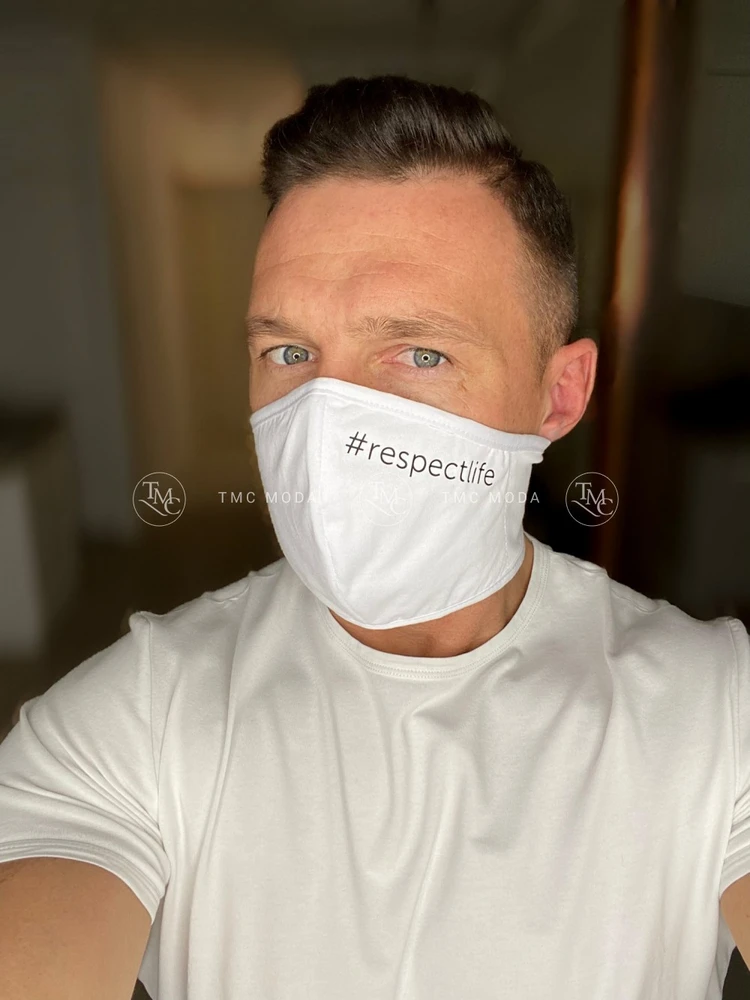 Trojvrstvové rúško #RESPECTLIF - biele