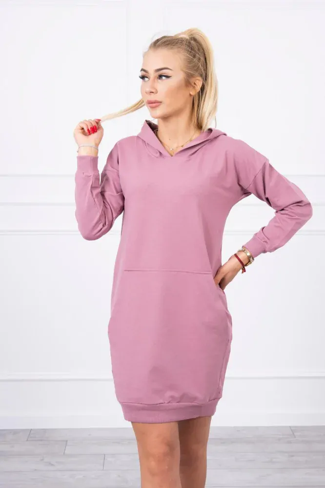 ŠATY S KAPUCŇOU - TMAVÁ RUŽOVÁ