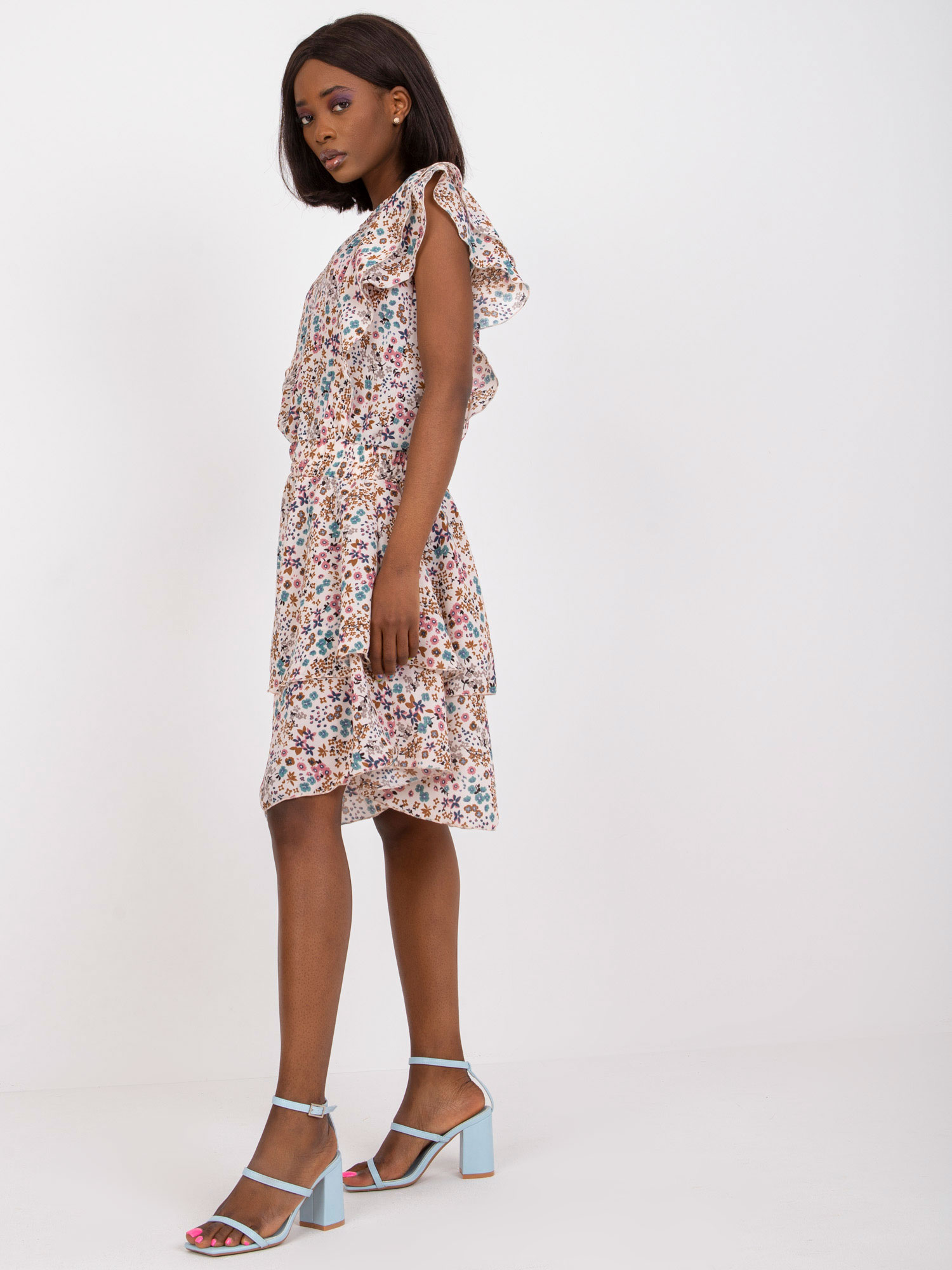 Šaty kvety - béžová