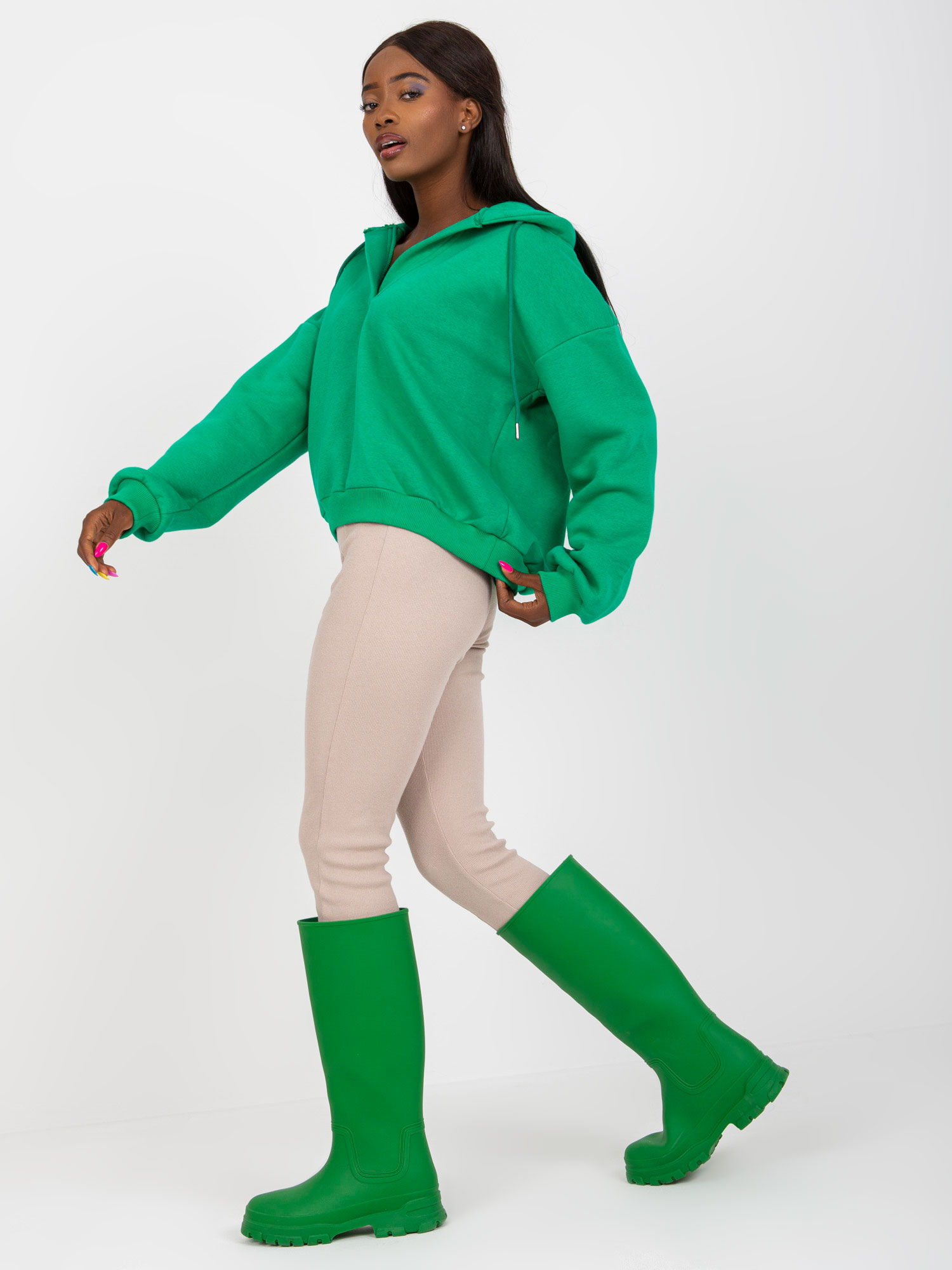 Mikina s V výstrihom - zelená