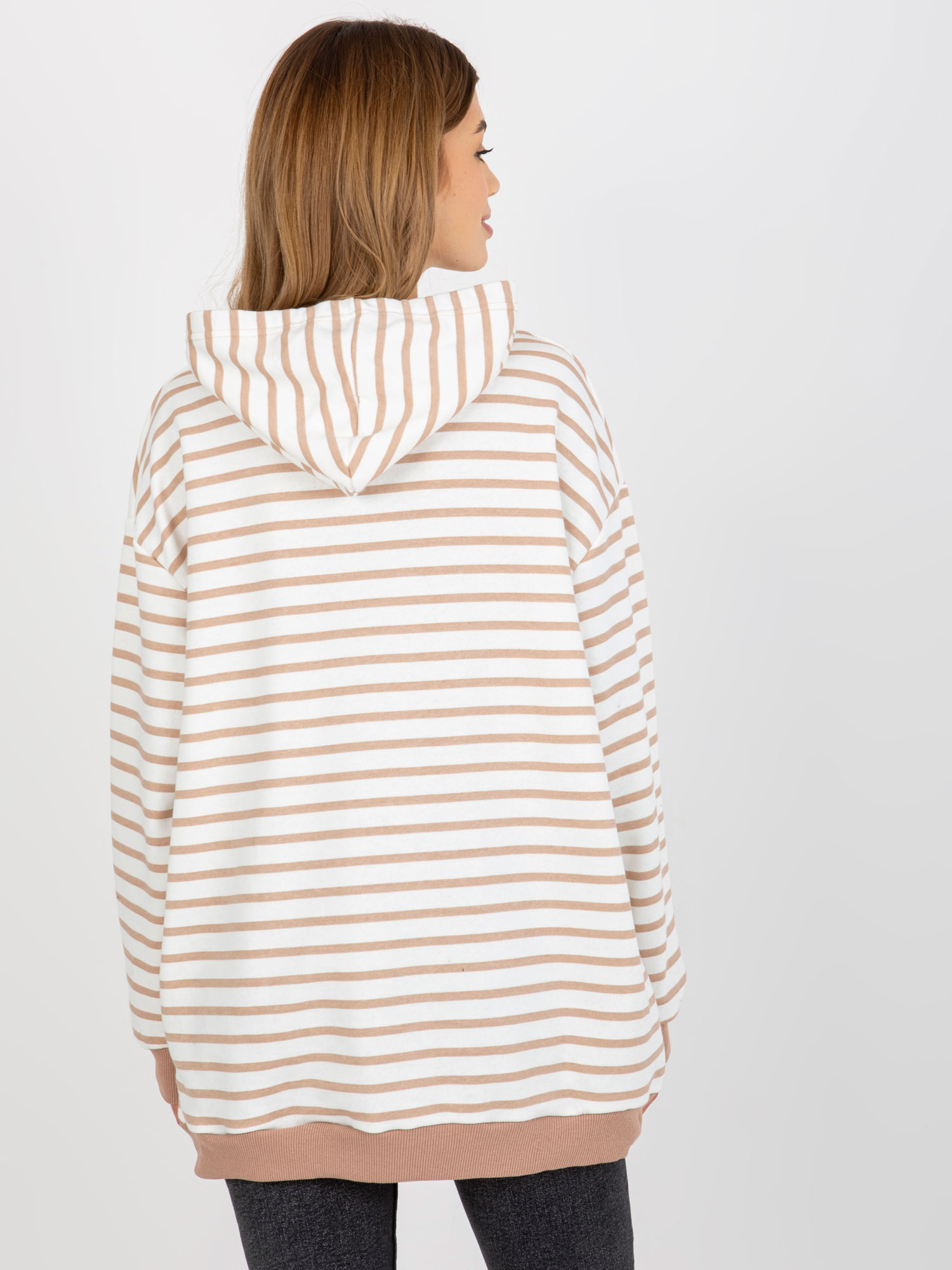 Oversize mikina - biela-camel