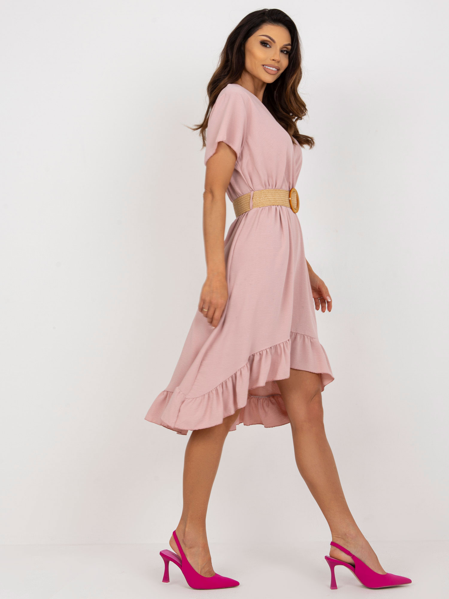 Šaty s volánom - svetlá ružová