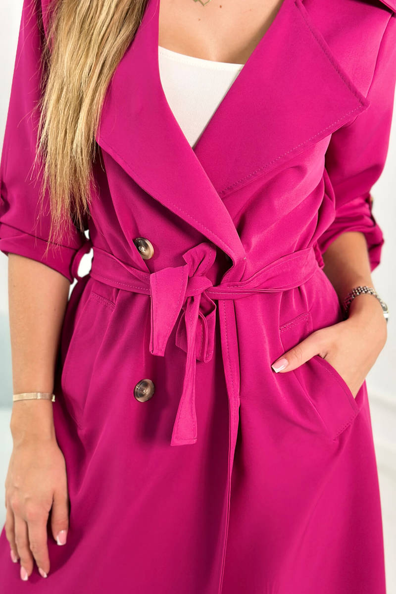 Kabát s opaskom - tmavá fialová