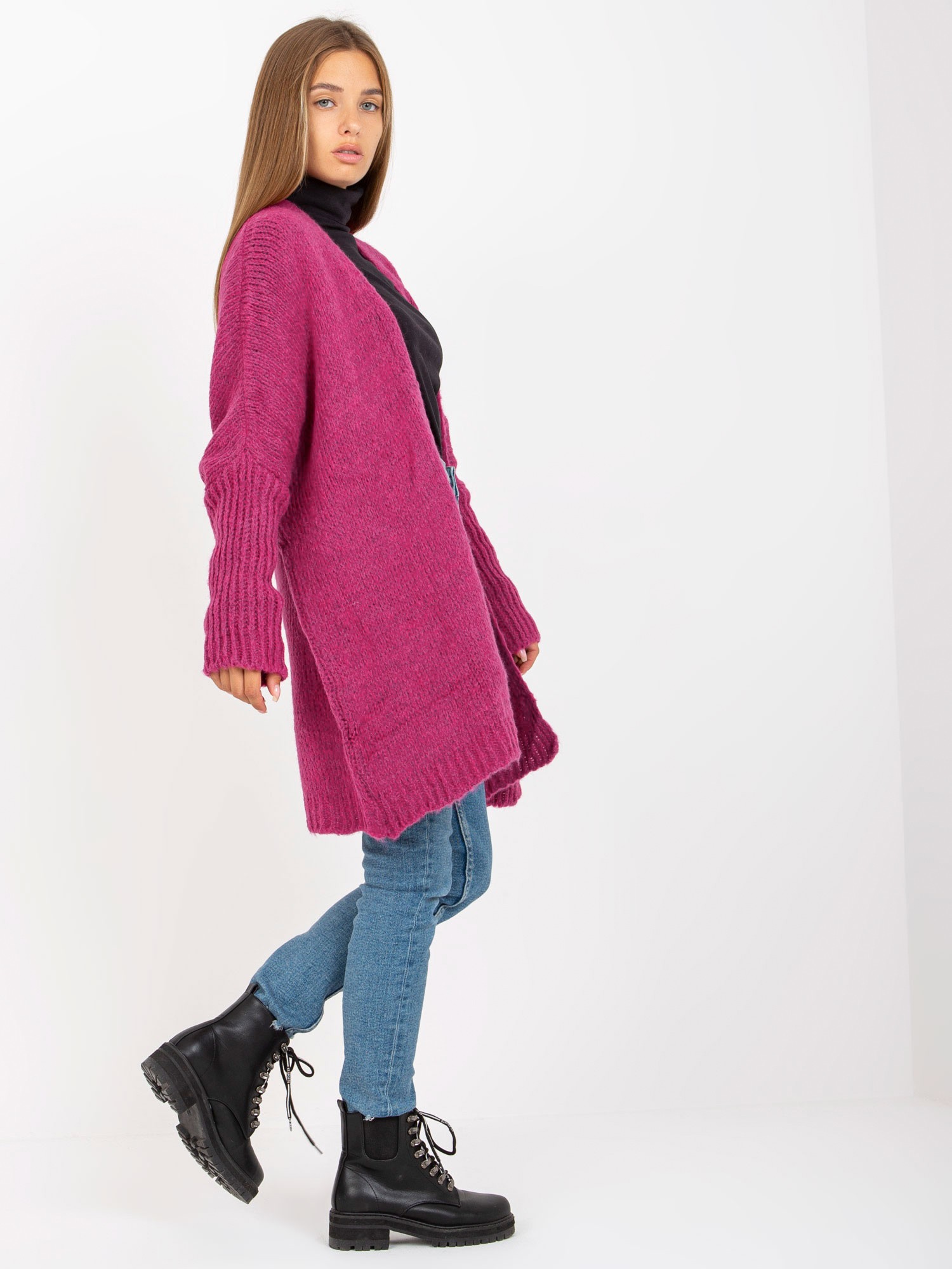 Kardigan s nápisom - fuchsia