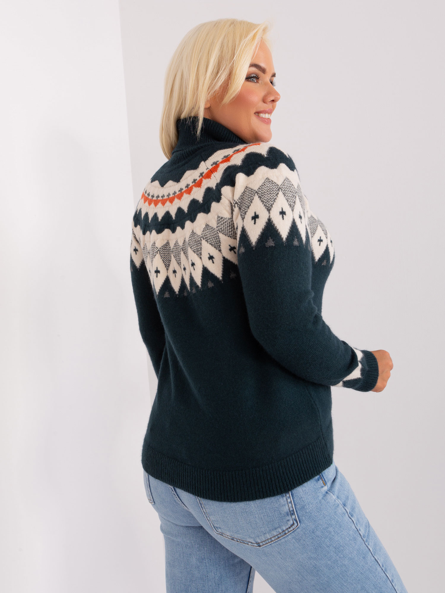 Pulóver so vzorom  - tmavá zelená