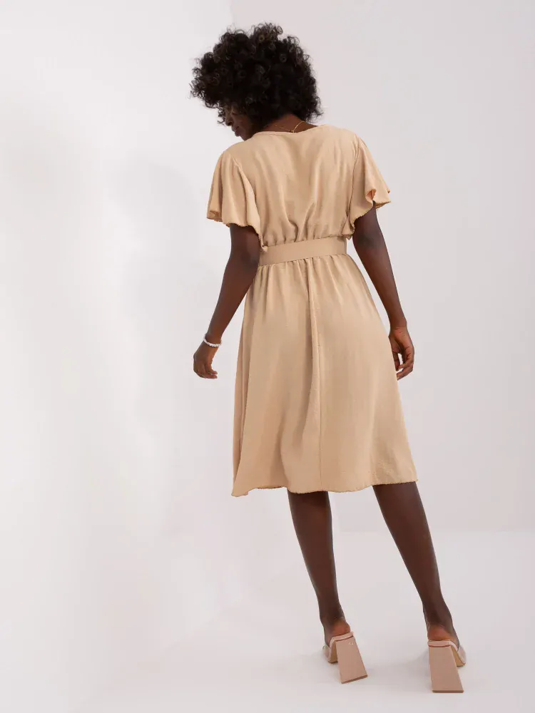 Šaty s opaskom - béžová