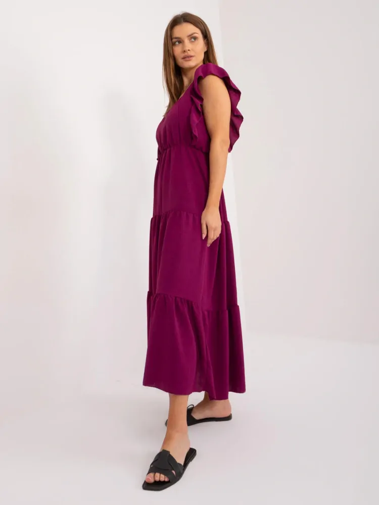Šaty s volánmi - tmavá fialová