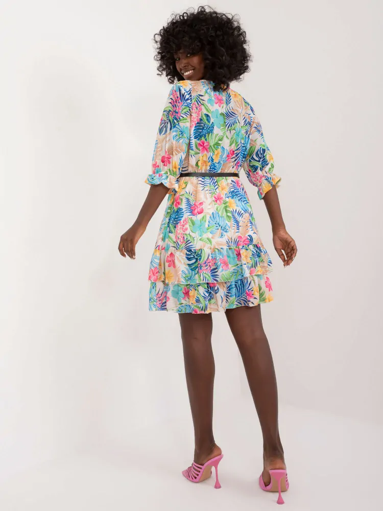 Vzorované šaty - svetlá béžová