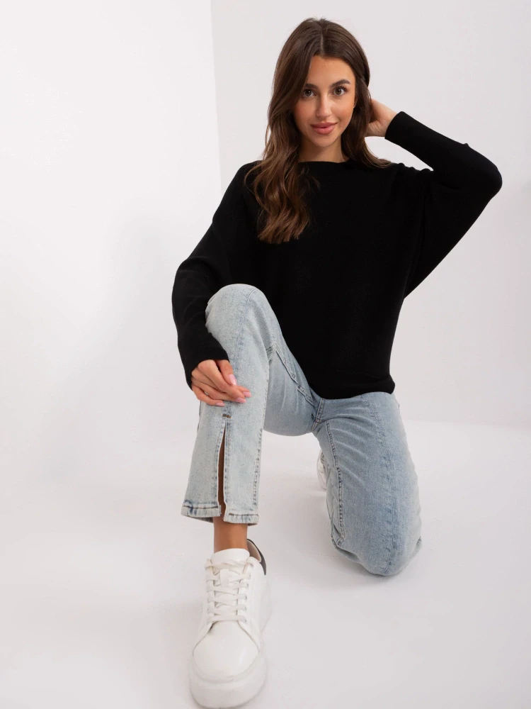 Pulóver netopier - čierna