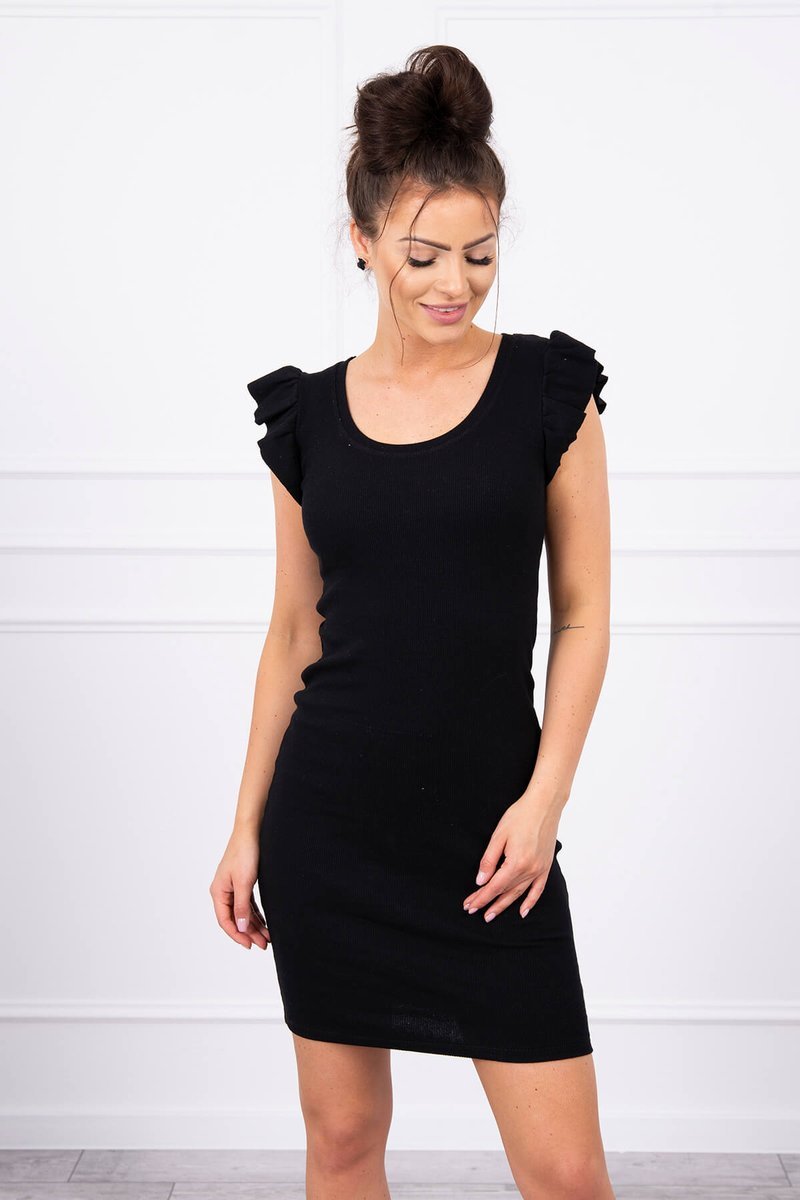 ŠATY S VOLÁNIKMI -  ČIERNA