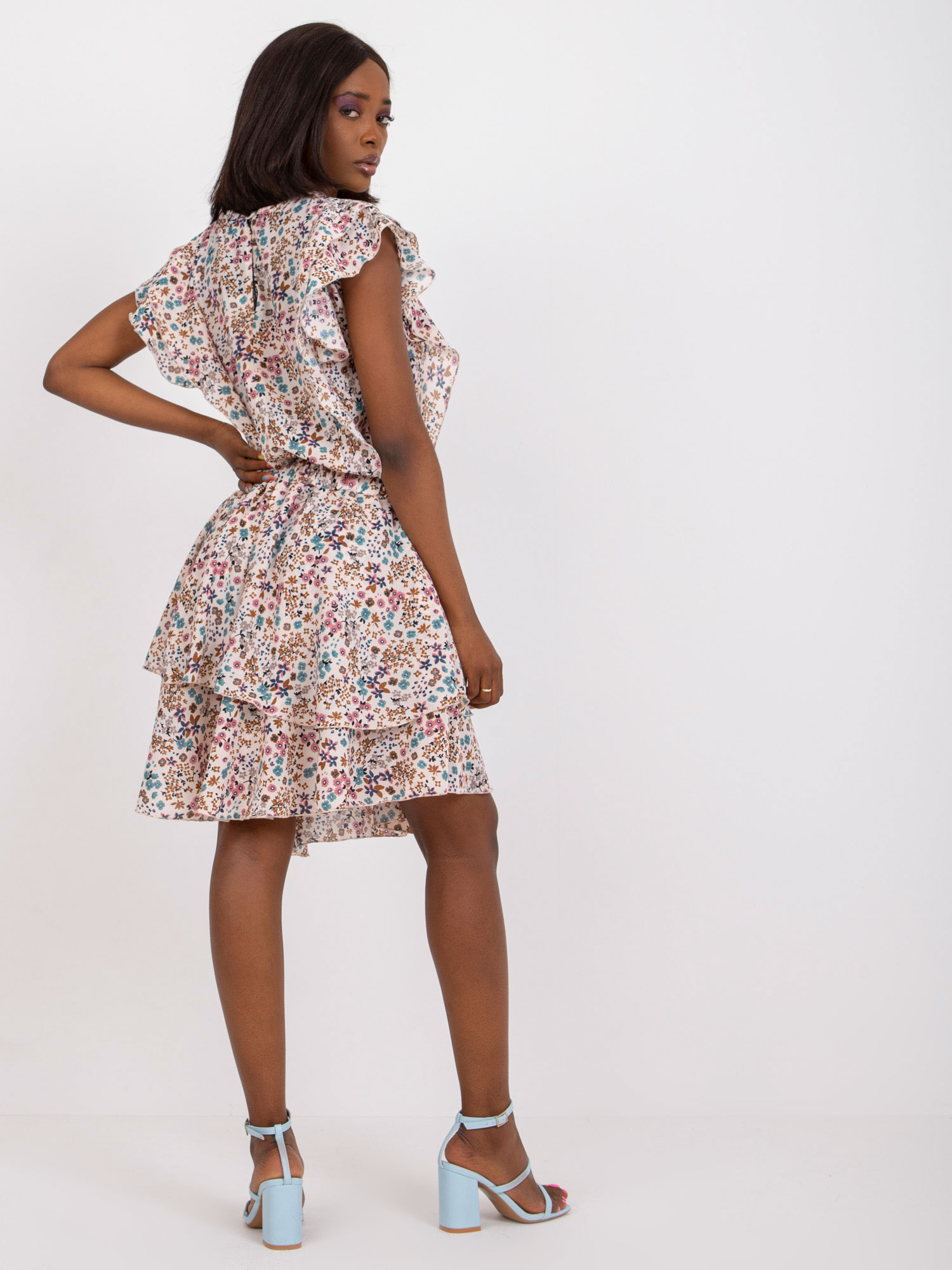 Šaty kvety - béžová