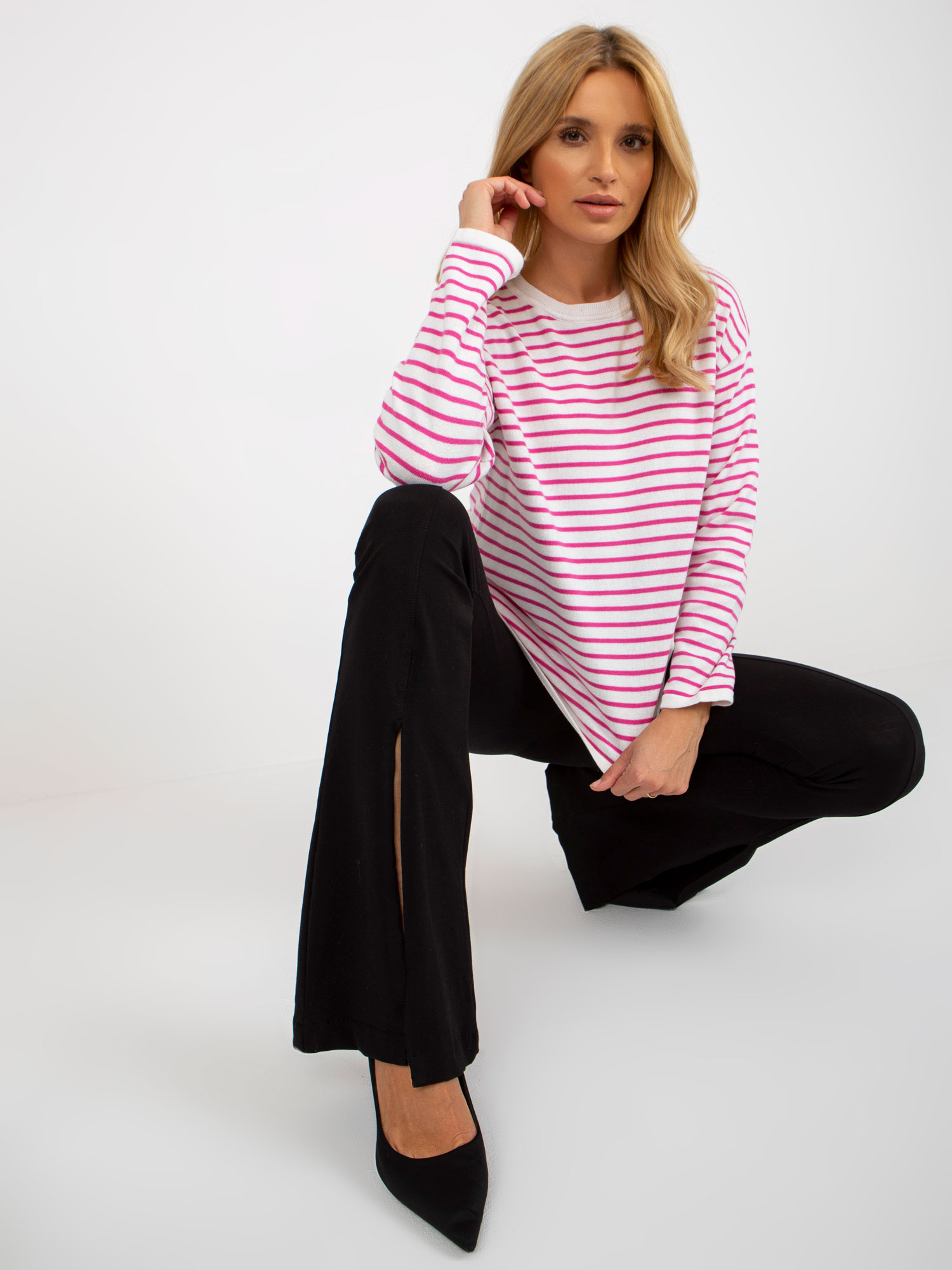 Pulóver pruh - svetlá fialová