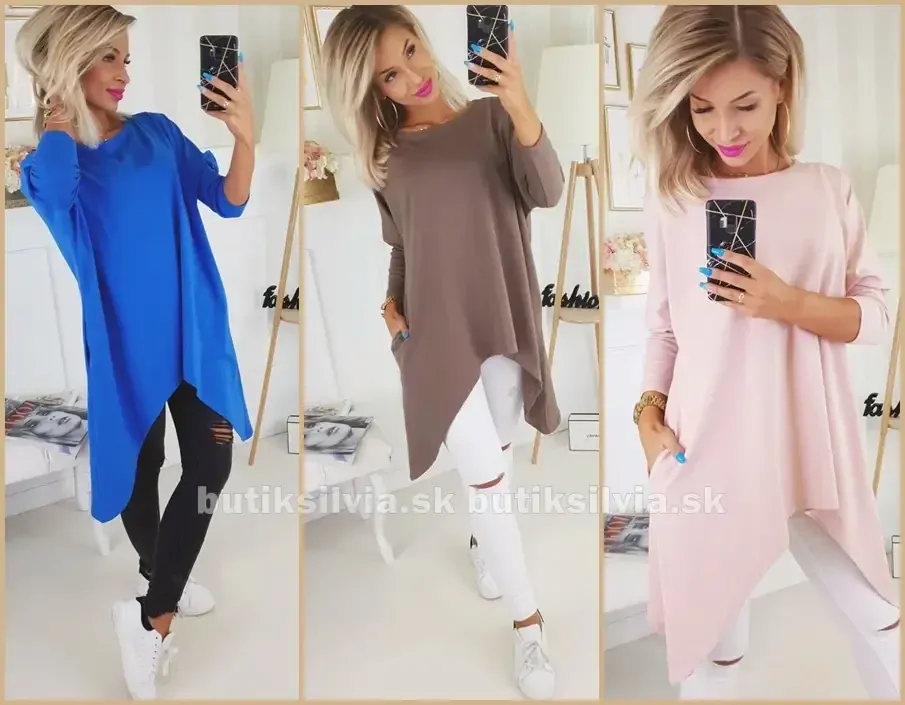 ASYMETRICKÁ TUNIKA OVERSIZE - RUŽOVÝ NEÓN