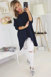 ASYMETRICKÁ TUNIKA OVERSIZE - NÁMORNÍCKA MODRÁ