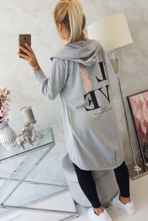 KARDIGAN S POTLAČOU - ŠEDÁ