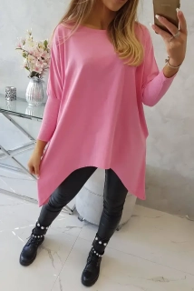 ASYMETRICKÁ TUNIKA OVERSIZE - SVETLÁ RUŽOVÁ