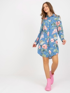 Košeľové šaty kvety - modré