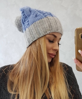 DÁMSKA ČAPICA - modrá+šedá