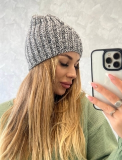 DÁMSKA ČAPICA - šedá+grafit