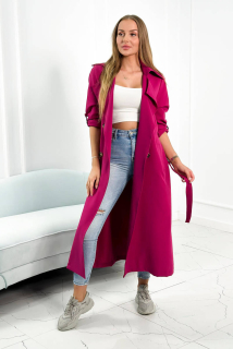 Kabát s opaskom - tmavá fialová