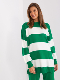 Dámsky pulóver pruh - zelená