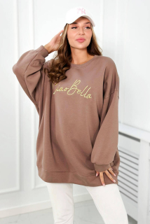 Mikina s nápisom - mocca